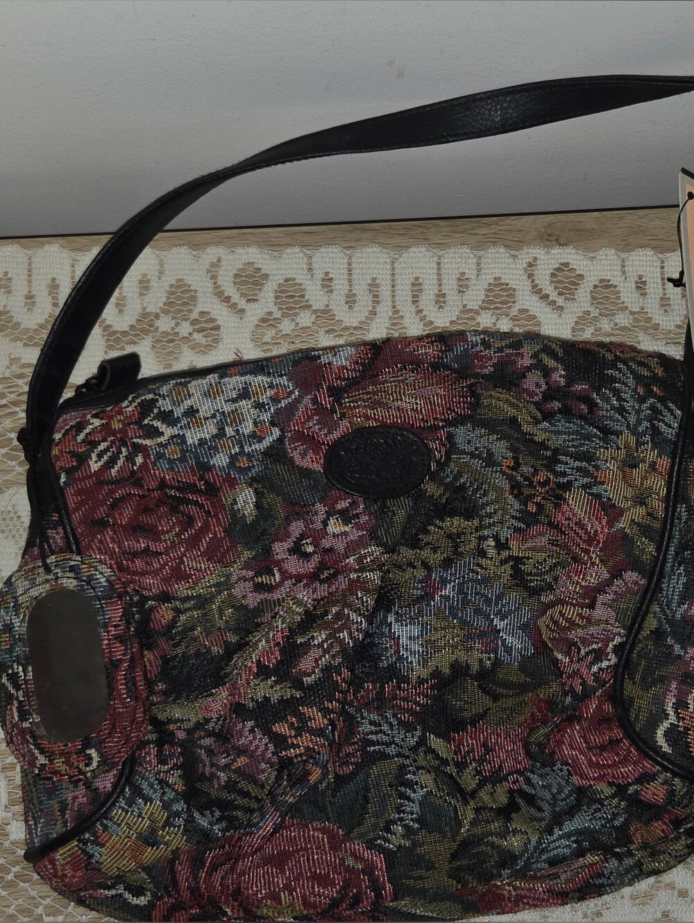 Accessory Works Floral Tapestry Crossbody Bag Burgundy Rose Vintage Style NWT